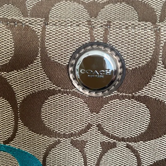 Coach Brown and Teal Patterned Laptop Sleeve - Picture 3 of 6